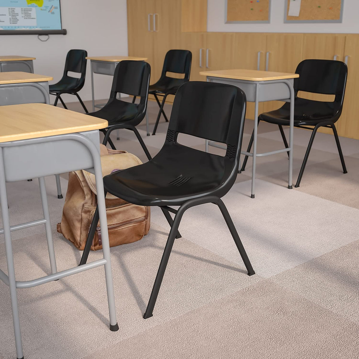 Black Ergonomic Stack Chair 5-Pack D987232
