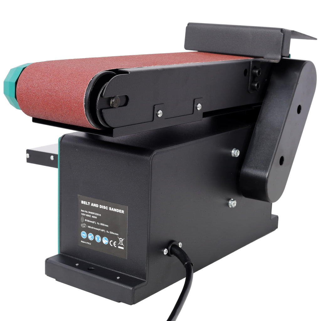 Benchtop Belt and Disc Sander 4x36 Inch Belt 6 Inch Disc Adjustable 0-90 Degree Tilt Green S338388