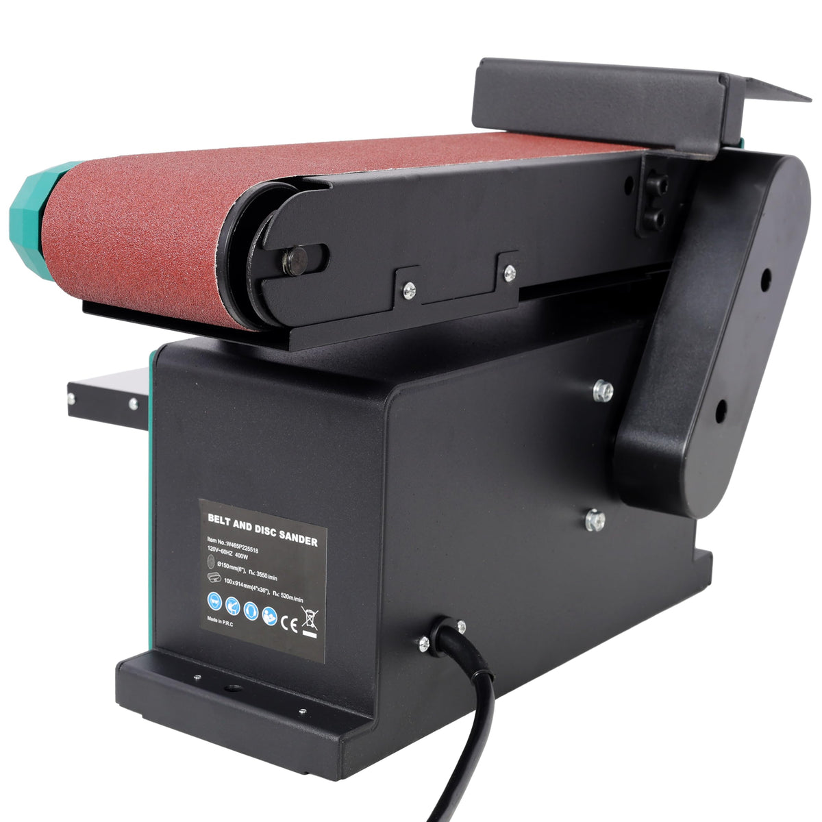 Benchtop Belt and Disc Sander 4x36 Inch Belt 6 Inch Disc Adjustable 0-90 Degree Tilt Green S338388