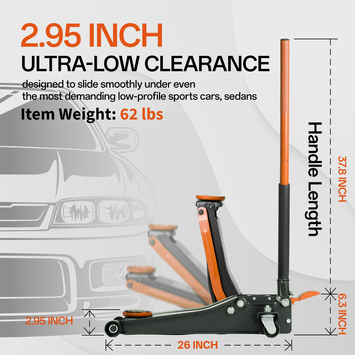3-Ton Low-Profile Dual Pistons Steel Floor Jack G34122