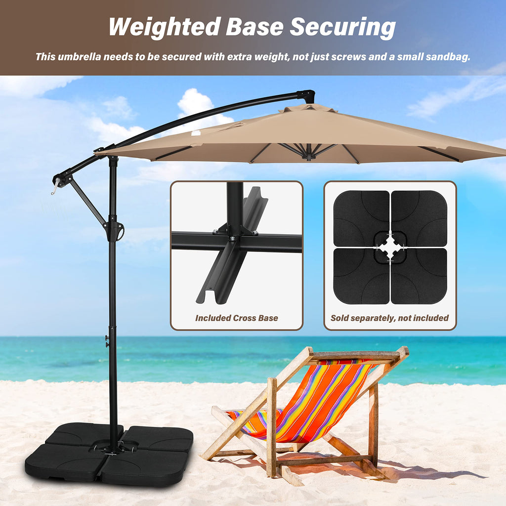 9.8ft Blue Offset Cantilever Patio Umbrella with Crank & Cross Base P503437
