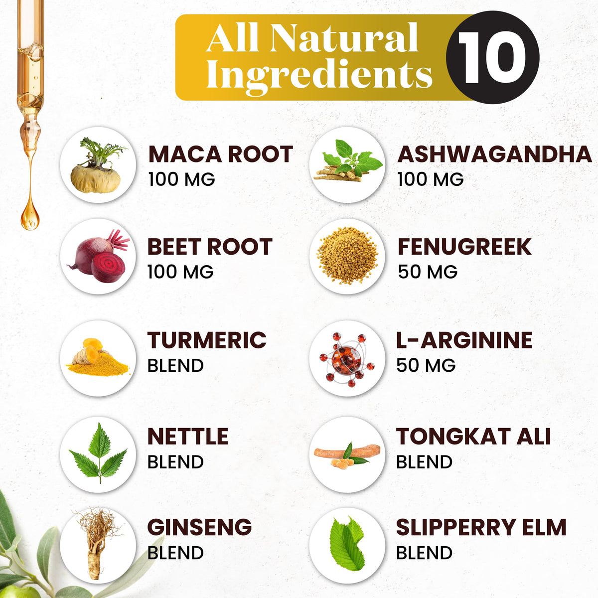 Maca Root Liquid Drops with Ashwagandha, Nettle, Fenugreek, Beet Root and L-Arginine 8 Oz A643206