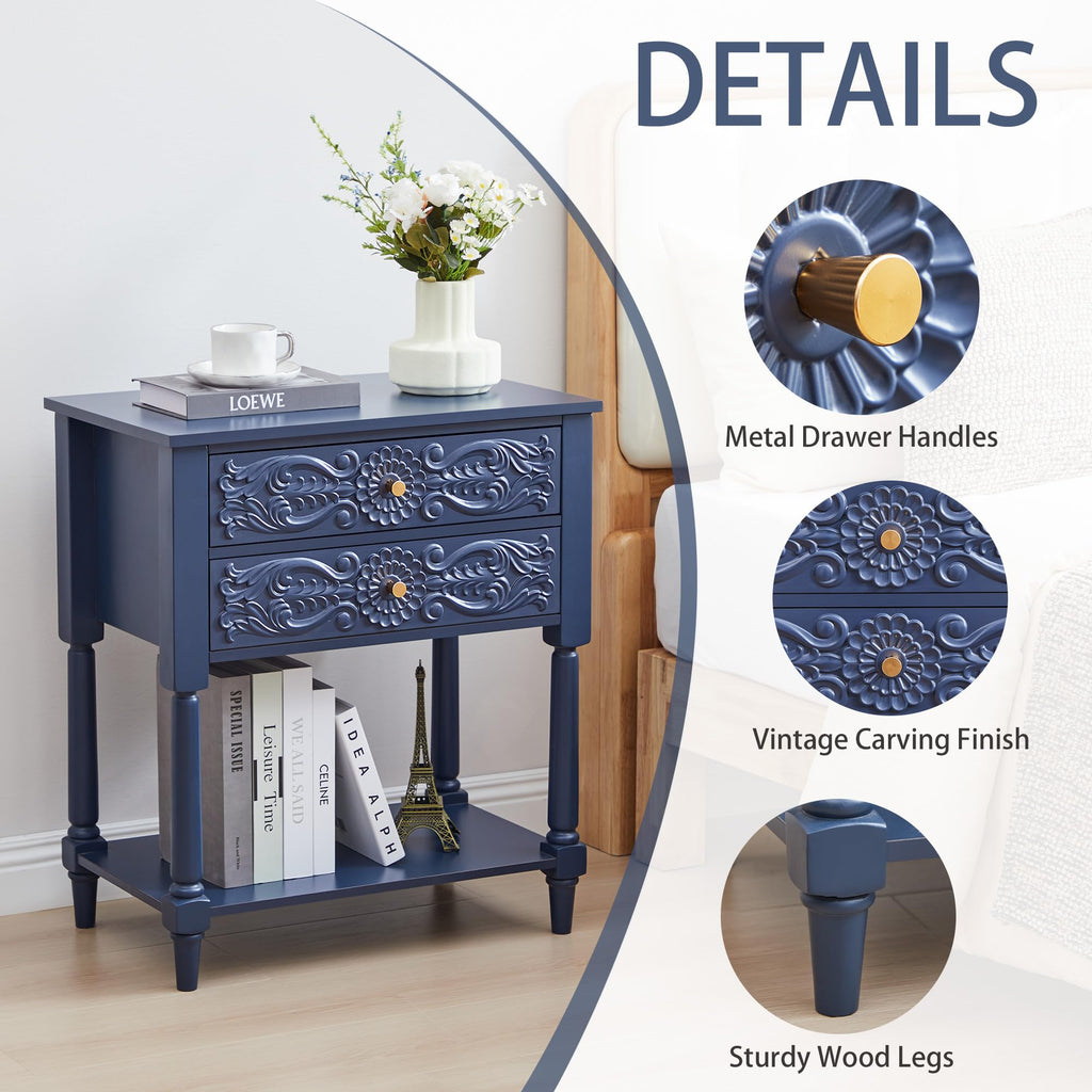 Farmhouse Bedside Table with 2 Drawers D21910