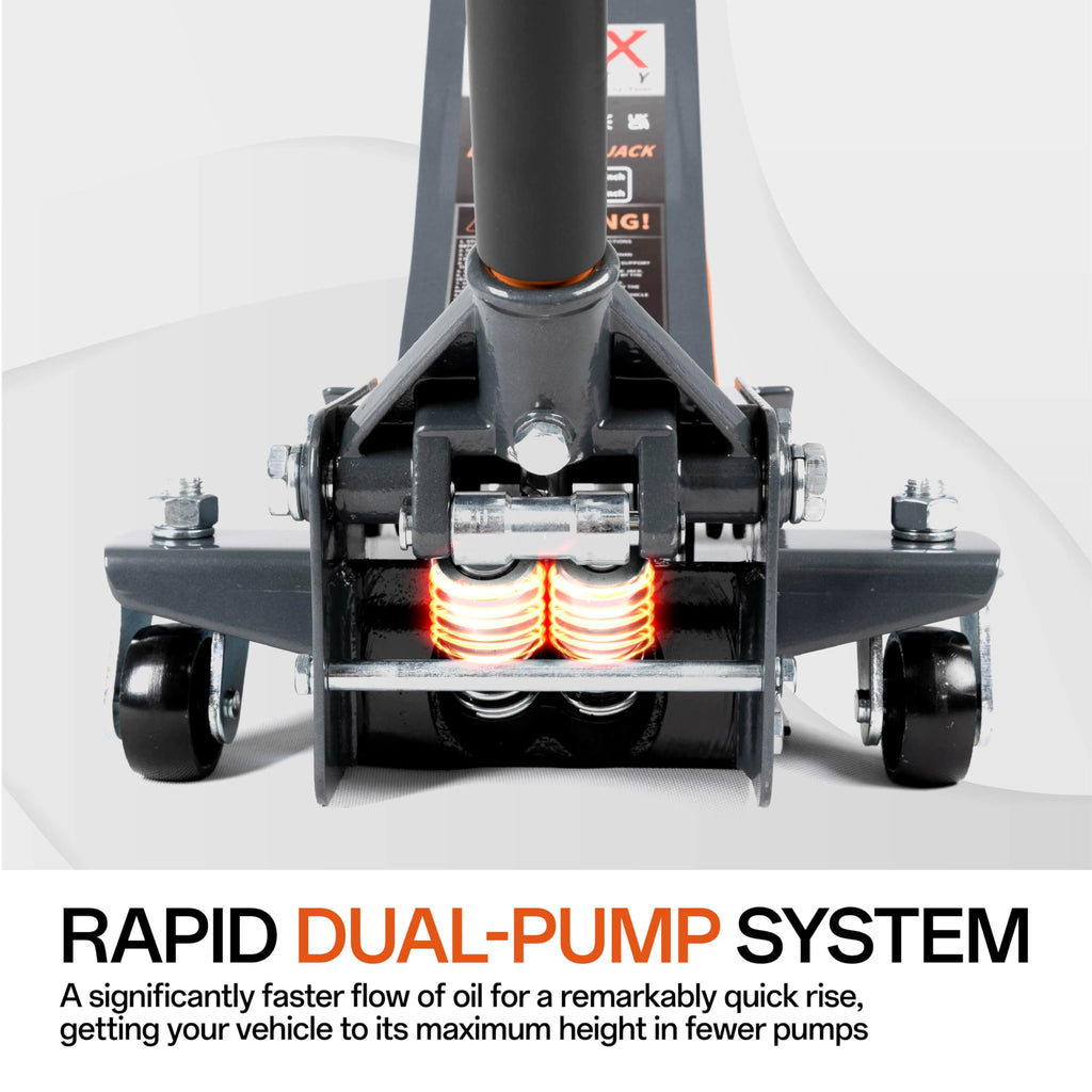 3-Ton Low-Profile Dual Pistons Steel Floor Jack G34122