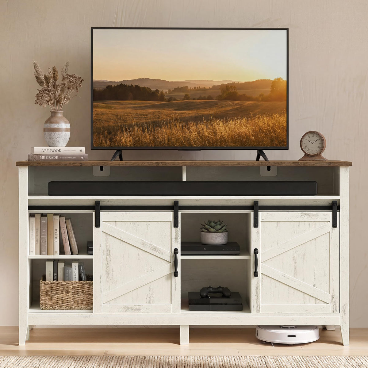 Tall Farmhouse TV Stand with Door I26814