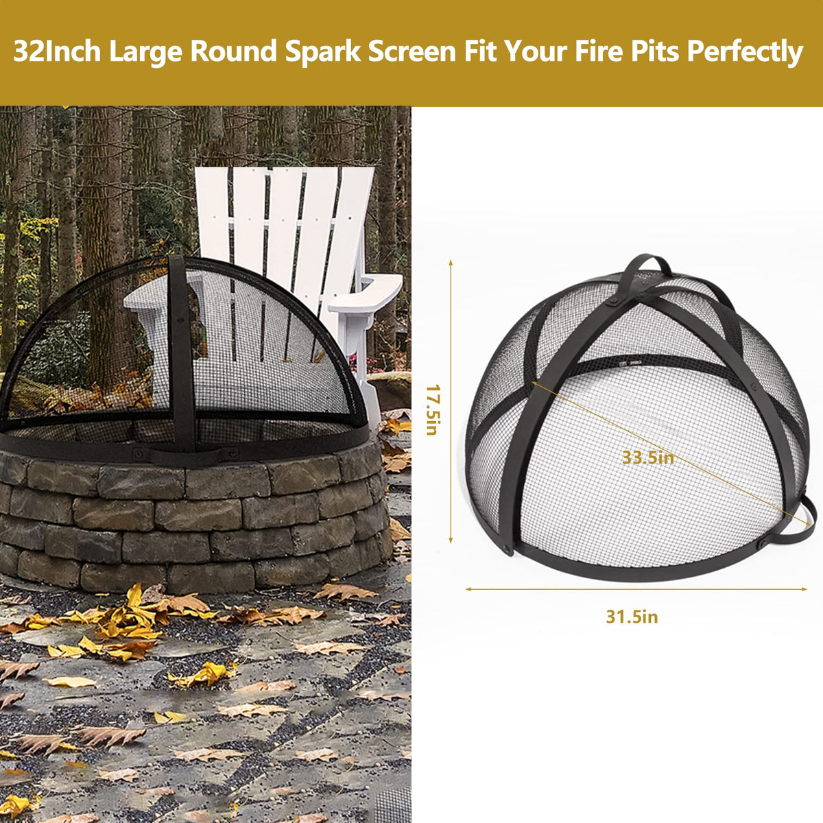 32" Round Fire Pit Spark Screen Cover with Door X61479