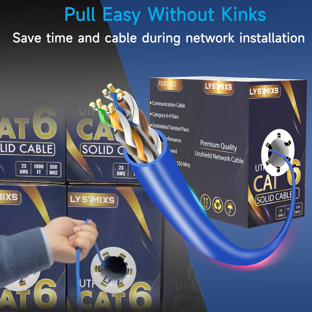 Cat6 Ethernet Cable 1000FT 23AWG Solid CCA Blue P8506