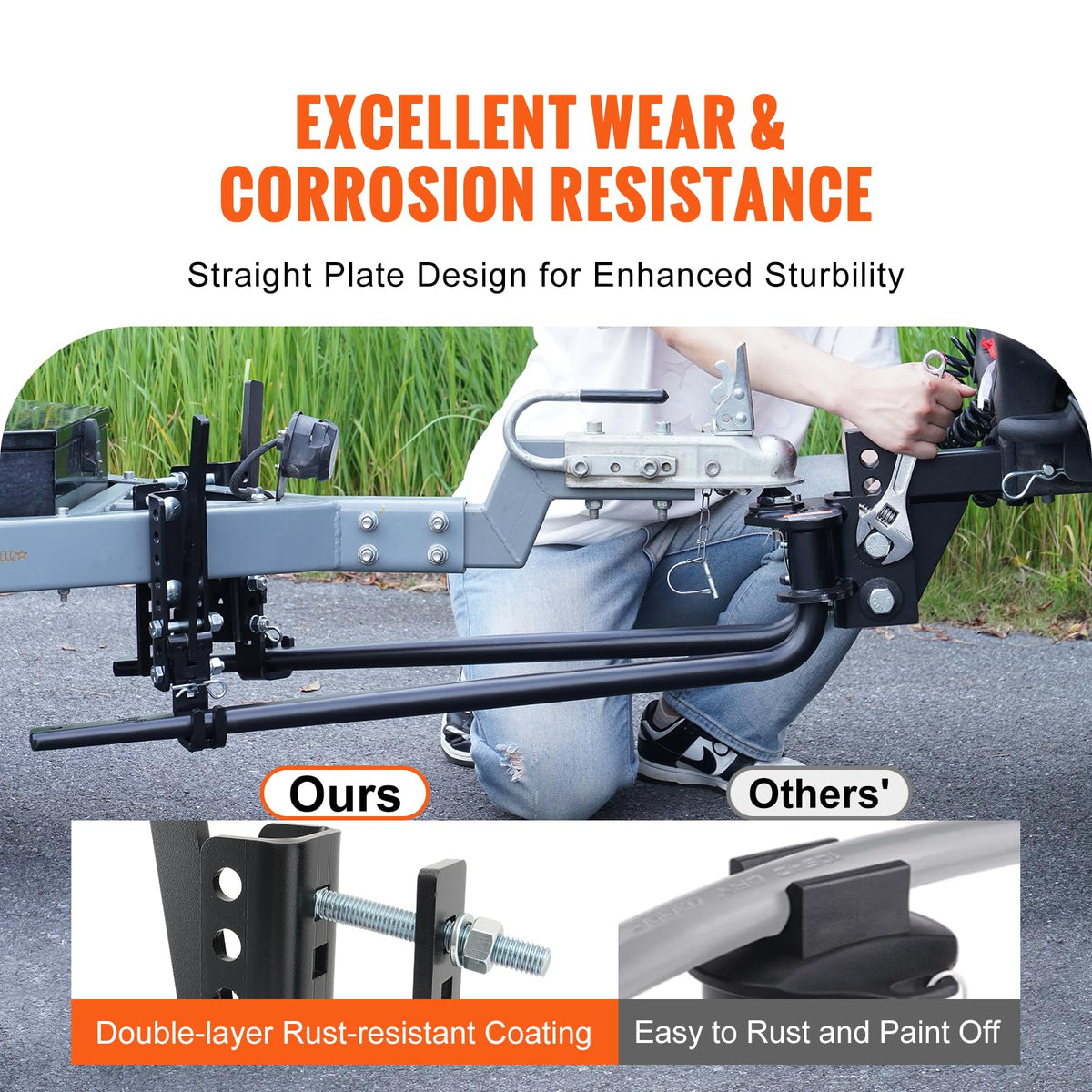 1500 lbs Capacity Weight Distribution Hitch with 2-Inch Steel Shank W3877