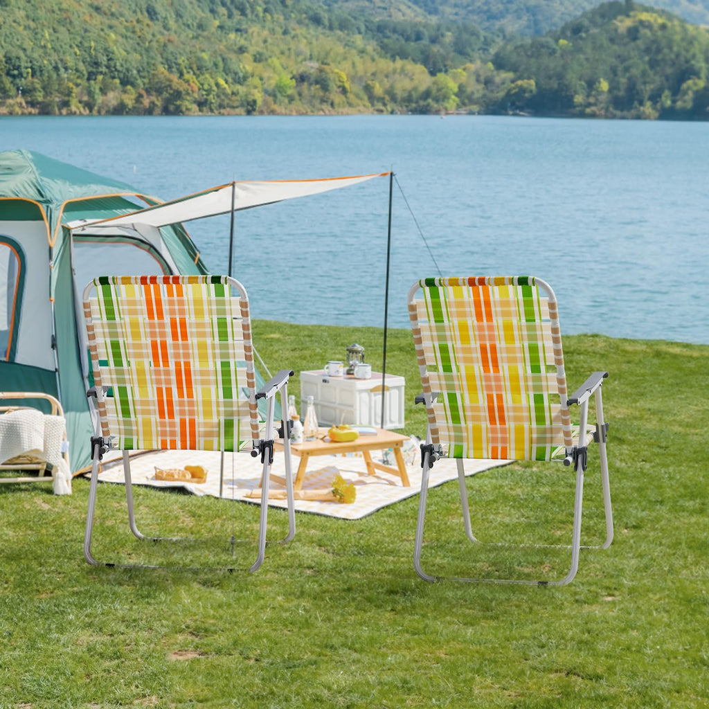 Yellow & Green Set of 2 Oversized Foldable Beach Chairs G4958