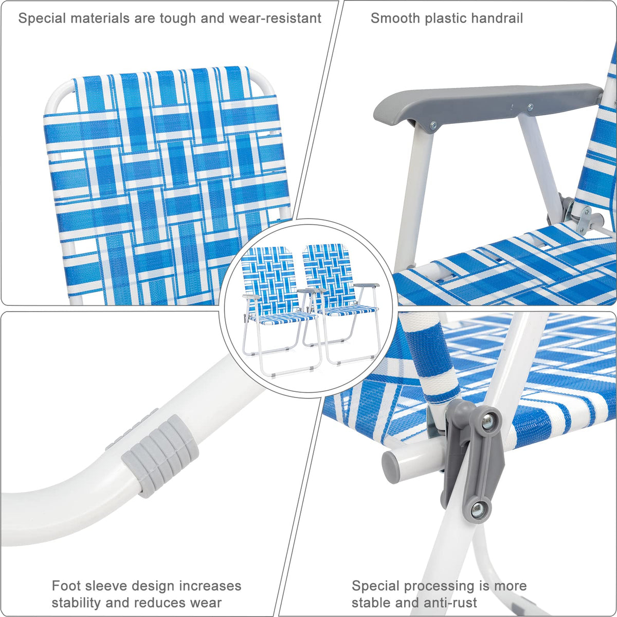 Set of 2 Blue Webbed Folding Lawn Chair A75303