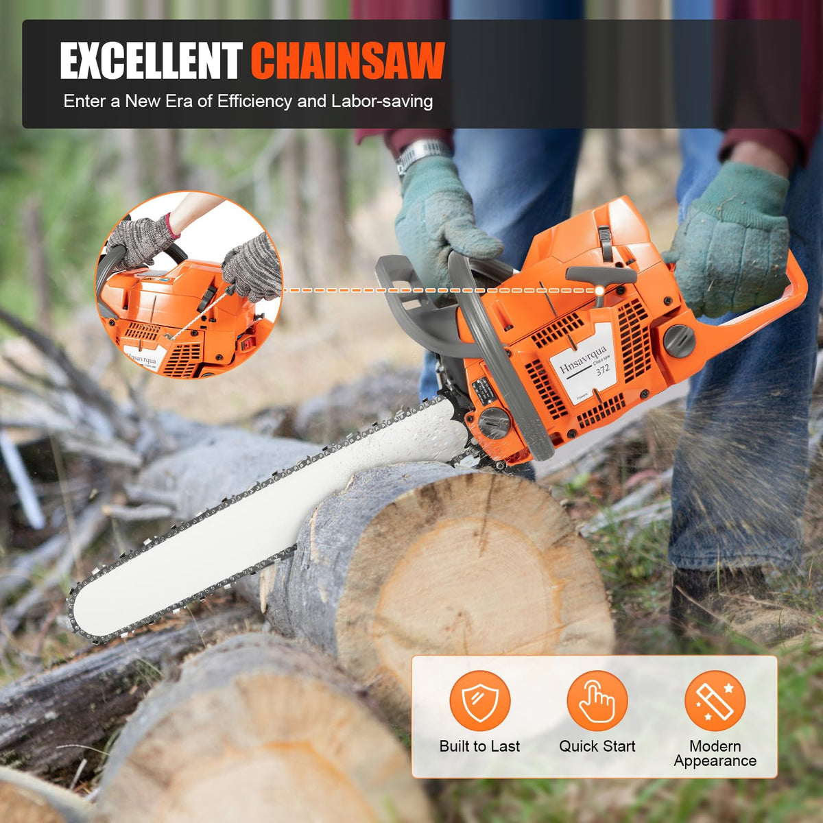 24 Inch 71.8CC 2-Stroke Gas Chainsaw I325