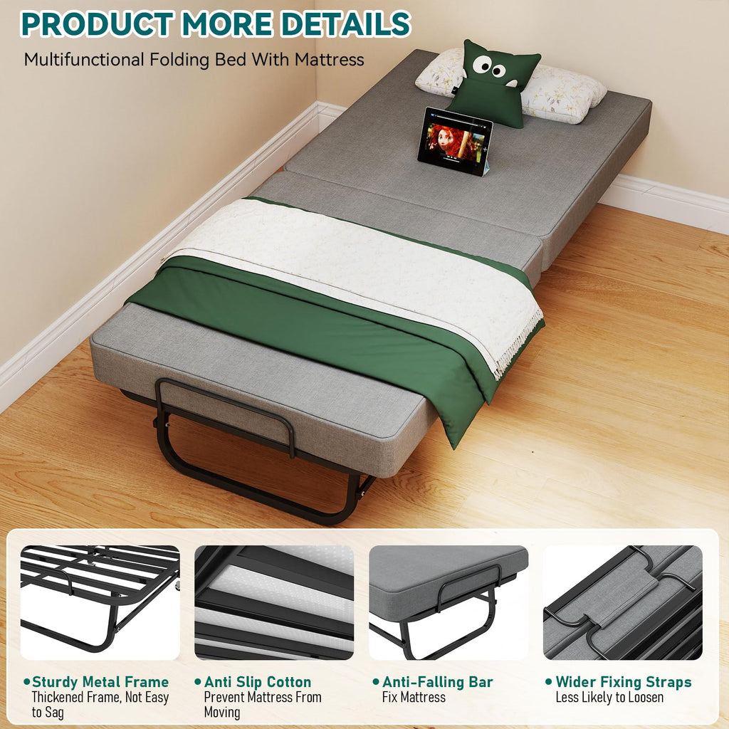 Folding Bed on Wheels 75" x 31" M36124