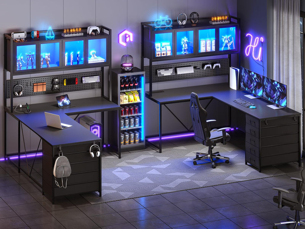 L Shaped Gaming Corner Desk with Drawers I718