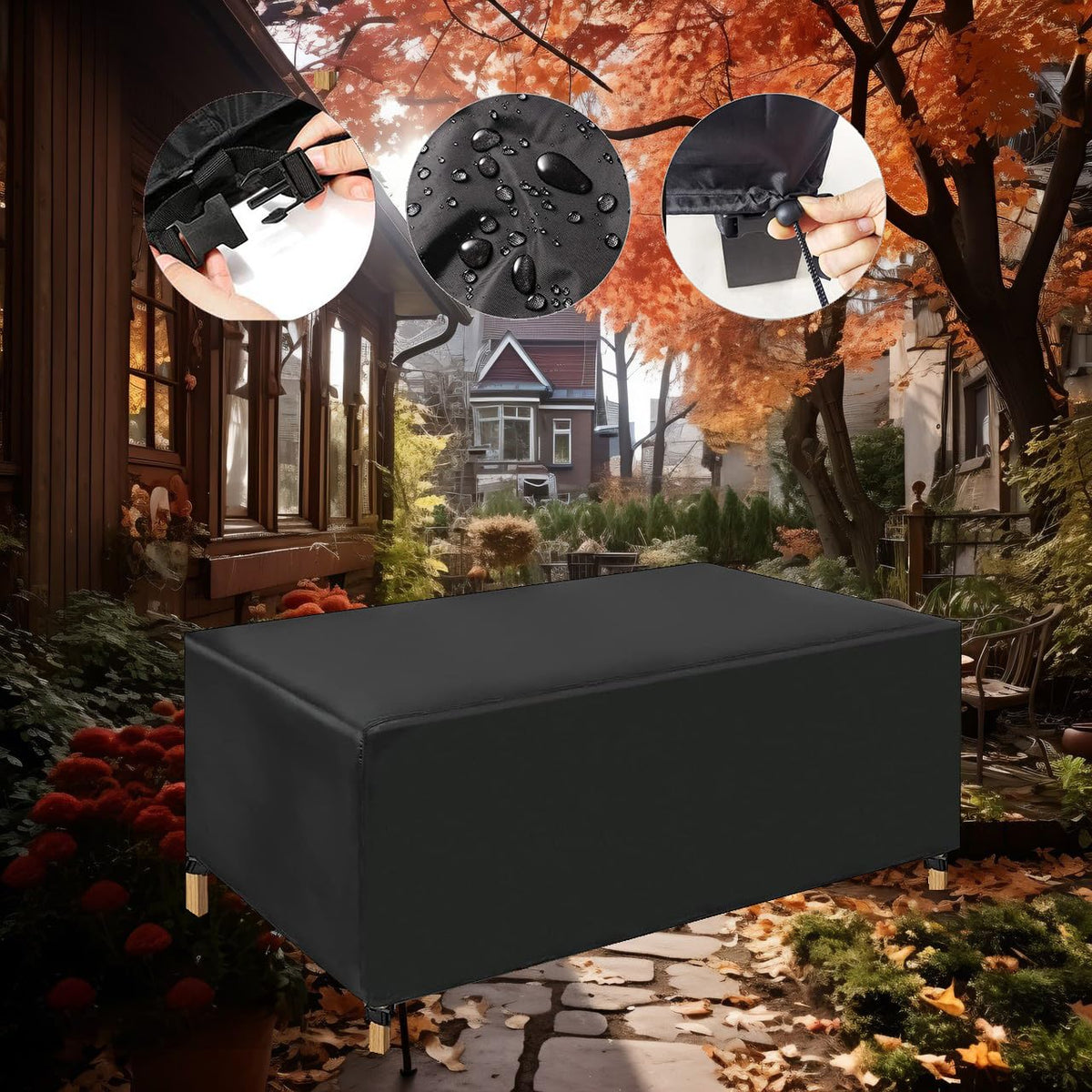Waterproof Outdoor Furniture Cover 420D, 47"L x 22"W x 30"H Black O186