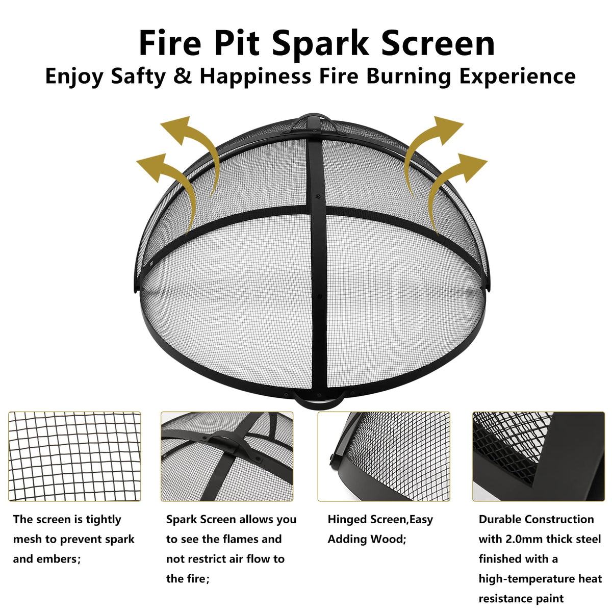 32" Round Fire Pit Spark Screen Cover with Door X61479