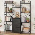 Black 4-Tier Bookshelf with 3 Fabric Drawers Z8712