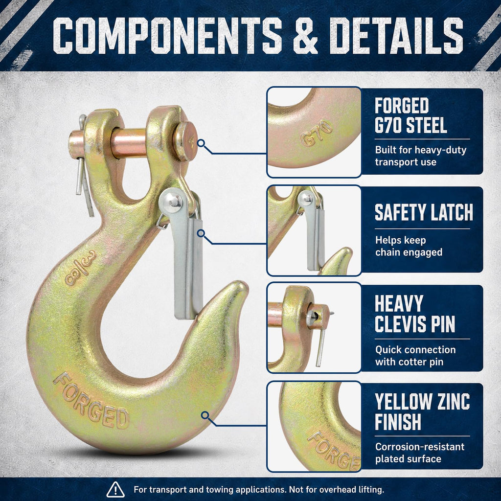 3/8" Heavy Duty Clevis Slip Hook with Safety Latch G648
