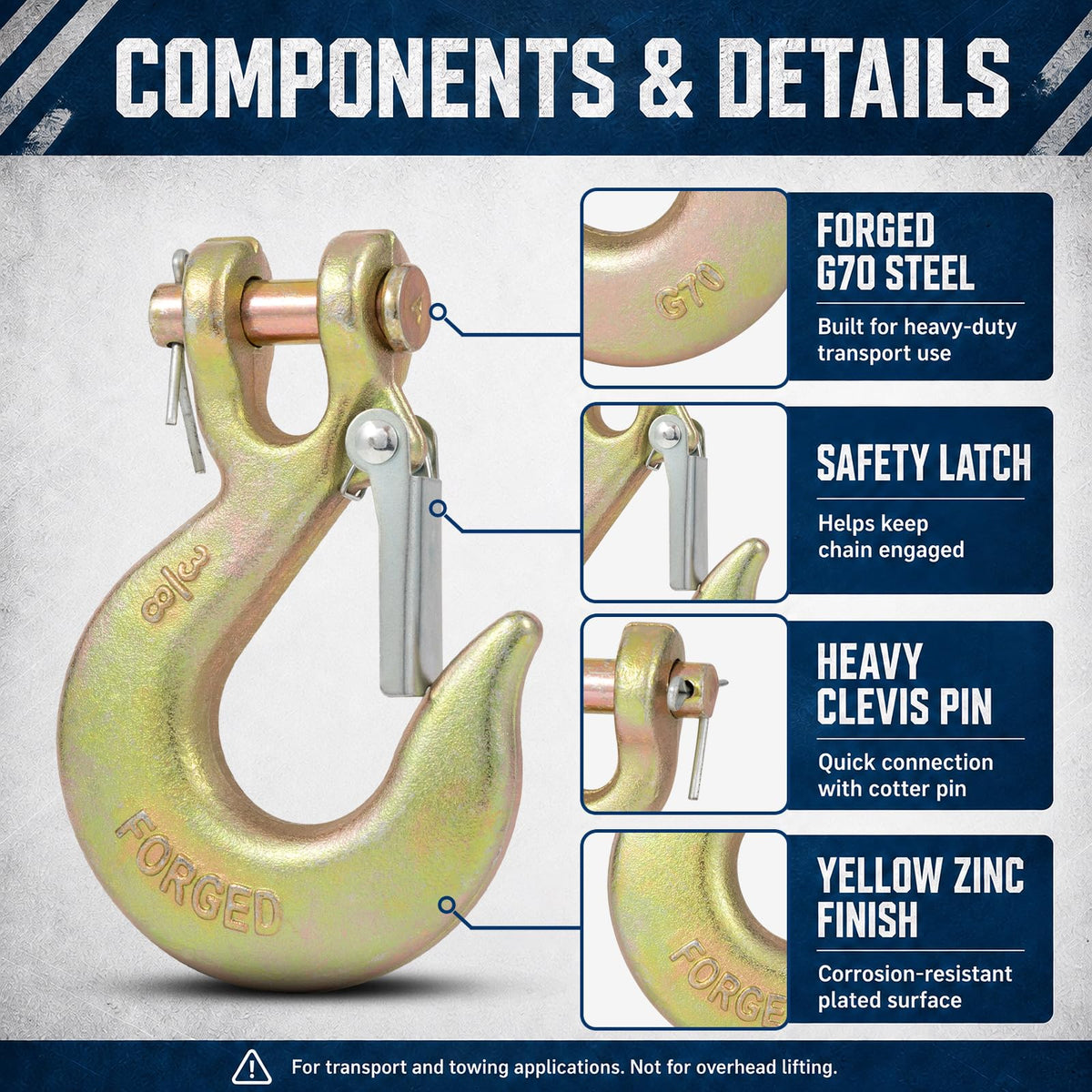 3/8" Heavy Duty Clevis Slip Hook with Safety Latch G648