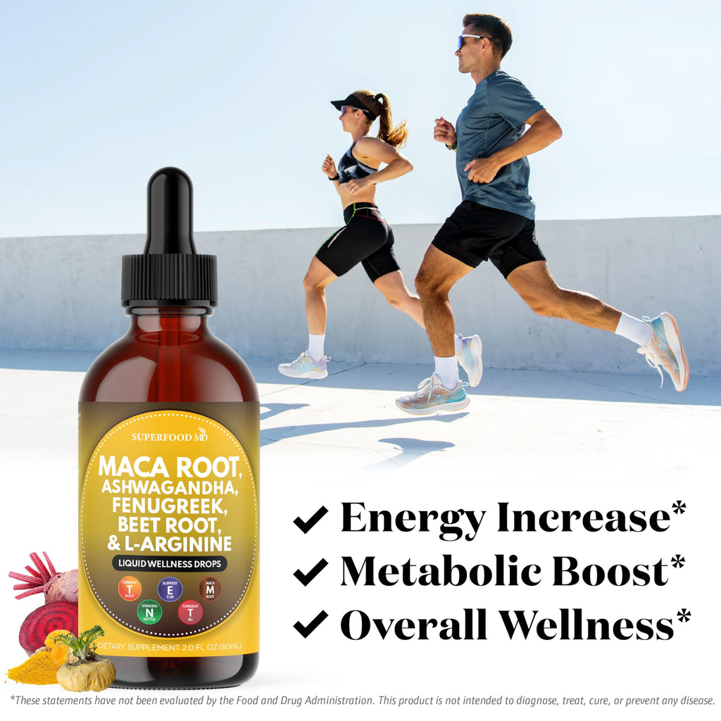 Maca Root Liquid Drops with Ashwagandha, Nettle, Fenugreek, Beet Root and L-Arginine 8 Oz A643206