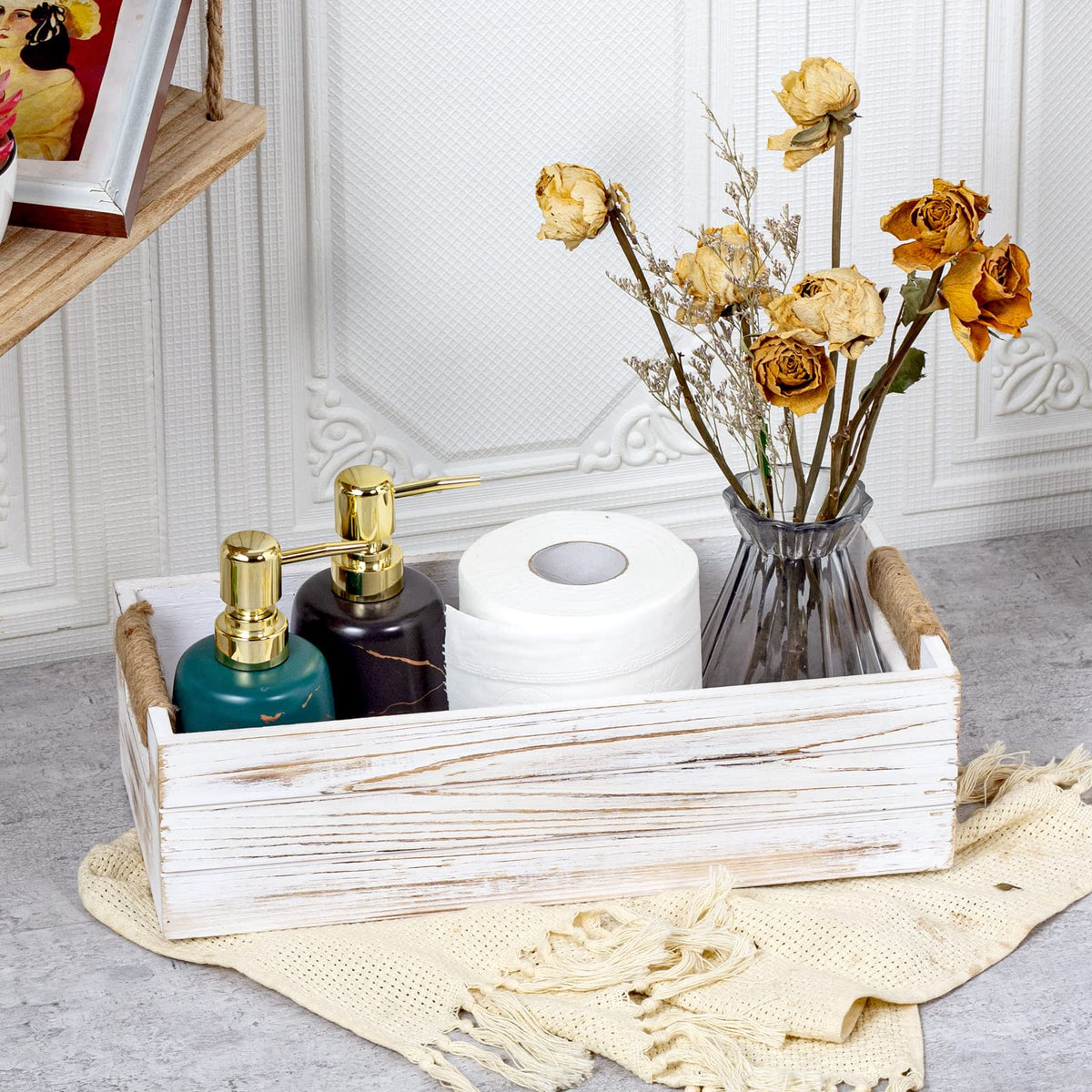 Rustic Wooden Toilet Paper Holder M968