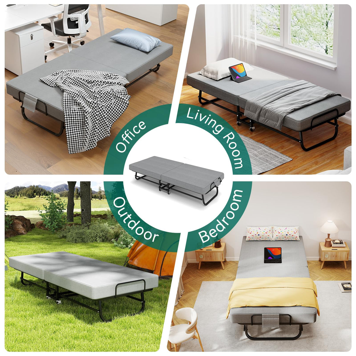 Folding Bed on Wheels 75" x 31" M36124
