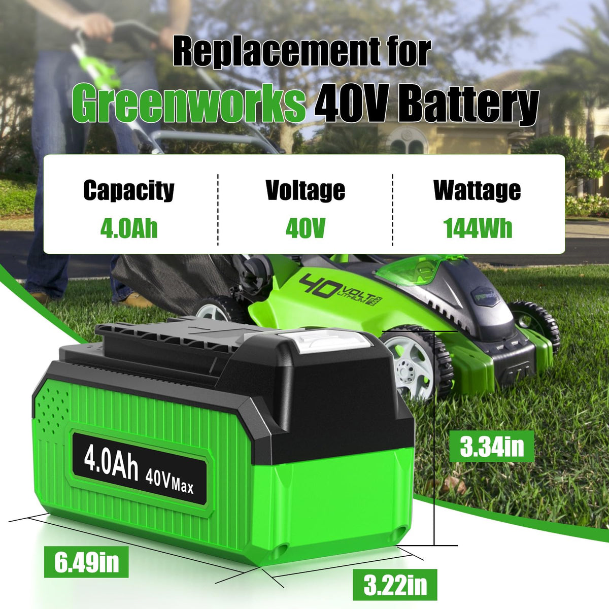 40V 4.0Ah Replacement Battery D8512