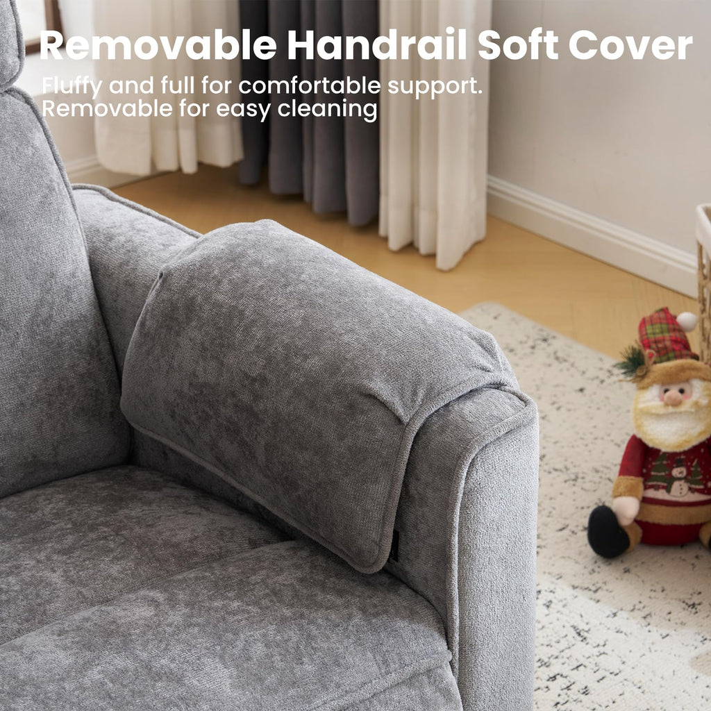 Oversized Swivel Rocking Recliner Chair with USB Ports, Grey T652398