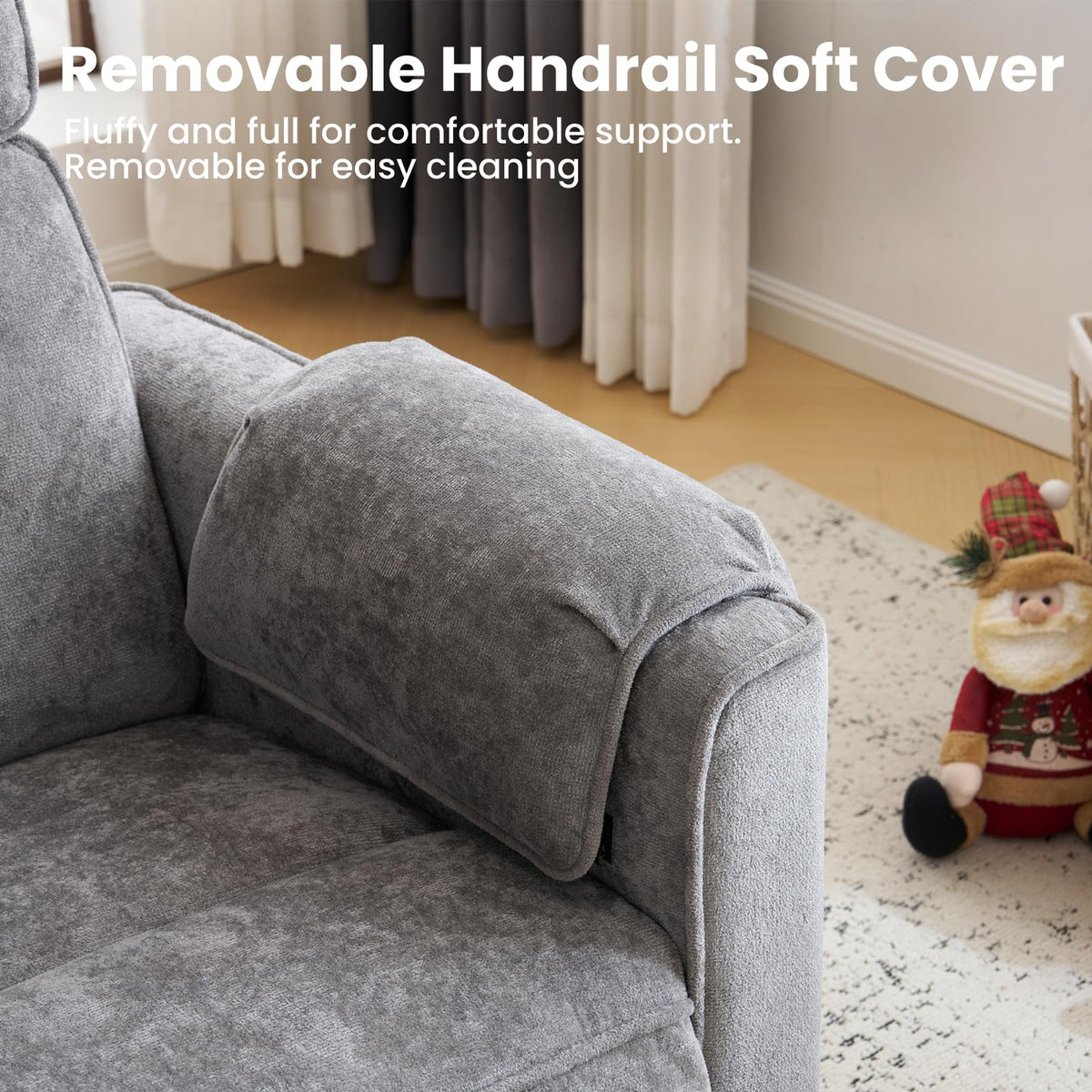 Oversized Swivel Rocking Recliner Chair with USB Ports, Grey T652398