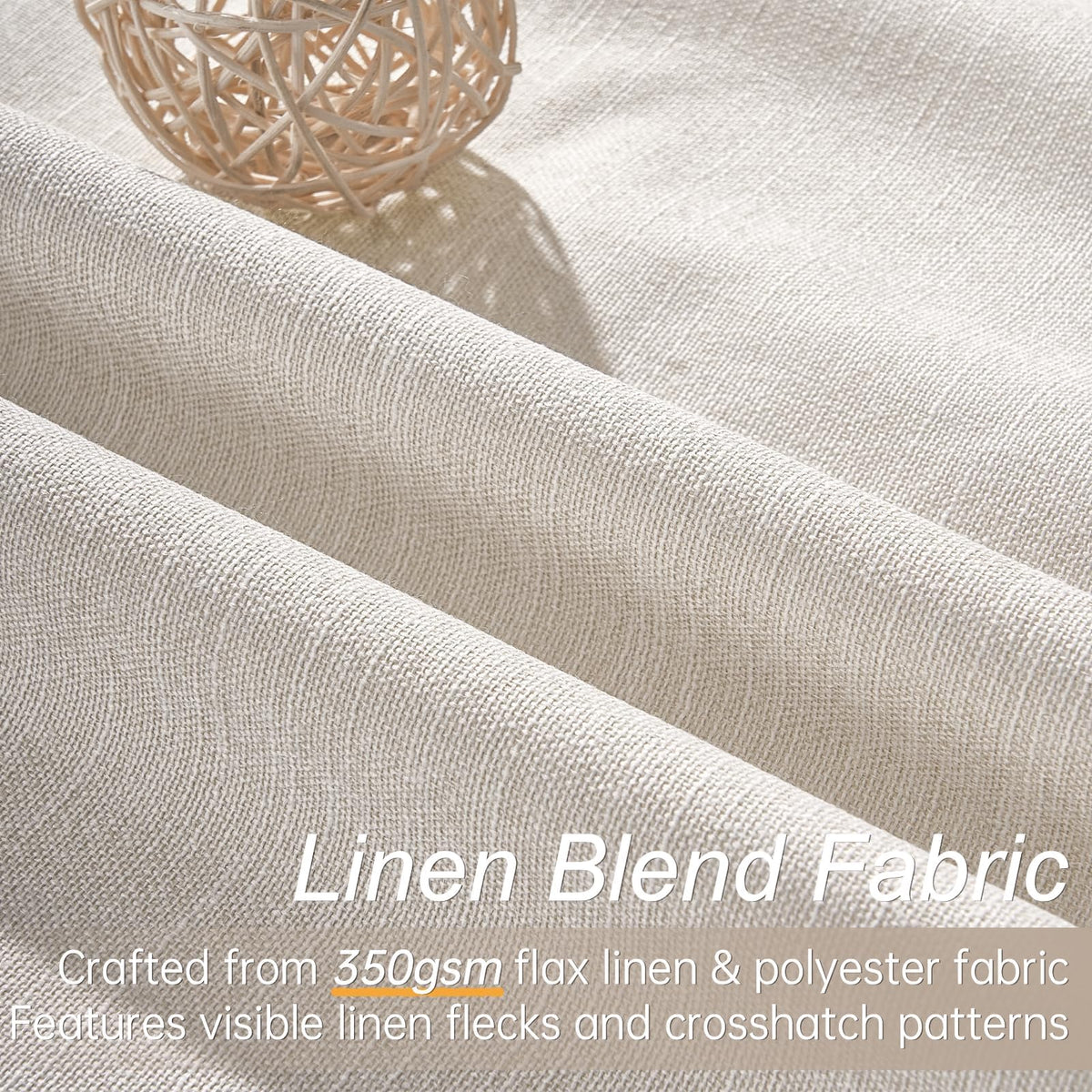 Cream Linen Blackout Curtains 84 Inch Pinch Pleat G18134