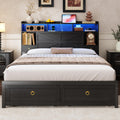 Queen Size Wood Bed Frame with Storage Headboard and 4 Drawers N5256