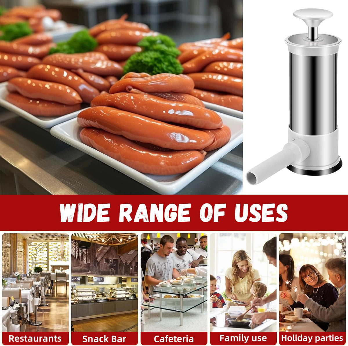 2.2lb Stainless Steel Sausage Stuffer with 4 Stuffing Tubes X20213