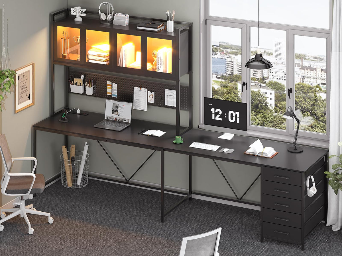 L Shaped Gaming Corner Desk with Drawers I718