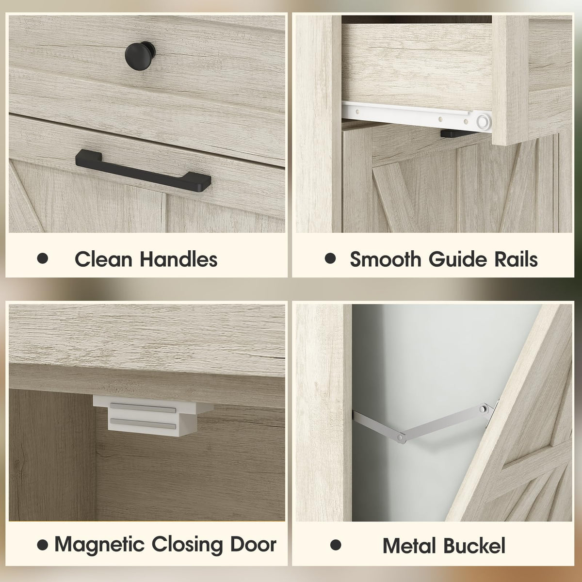 Double Tilt Out Trash Bin Holder Walnut White Wooden 10 Gallon Z37359