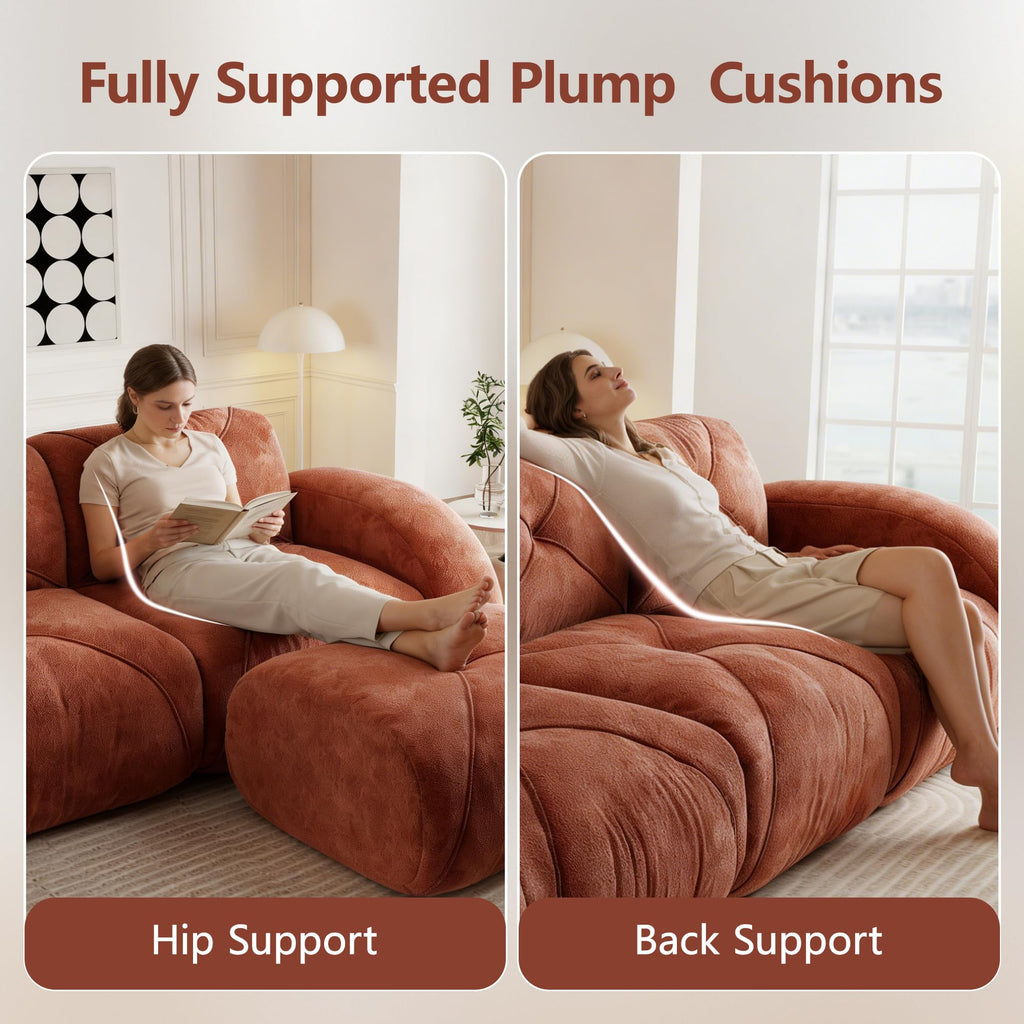 L-Shaped Velvet Sofa with Ottoman W504