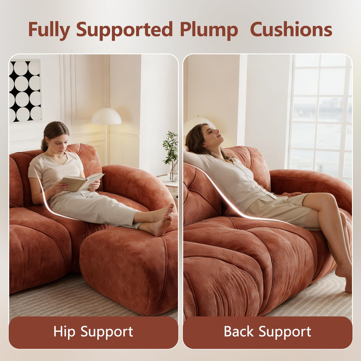 L-Shaped Velvet Sofa with Ottoman W504
