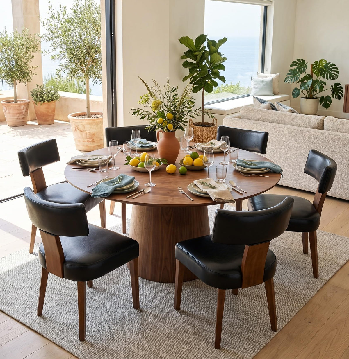 Black Set of 6 PU Leather Upholstered Dining Chairs V164972