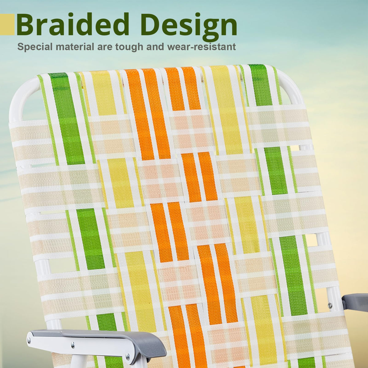 Yellow & Green Set of 2 Oversized Foldable Beach Chairs G4958