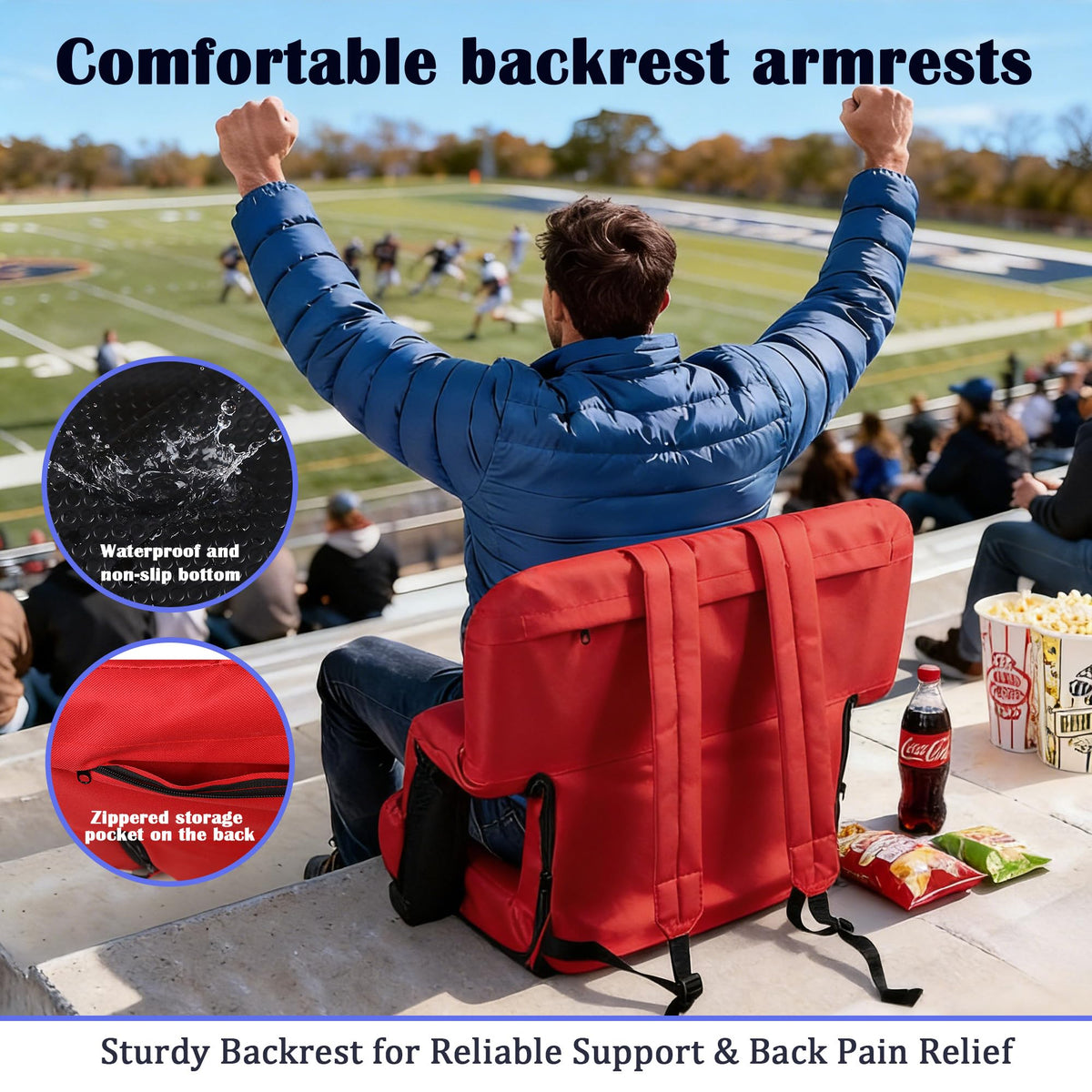 Reclining Bleacher Chair with Back Support Z926423