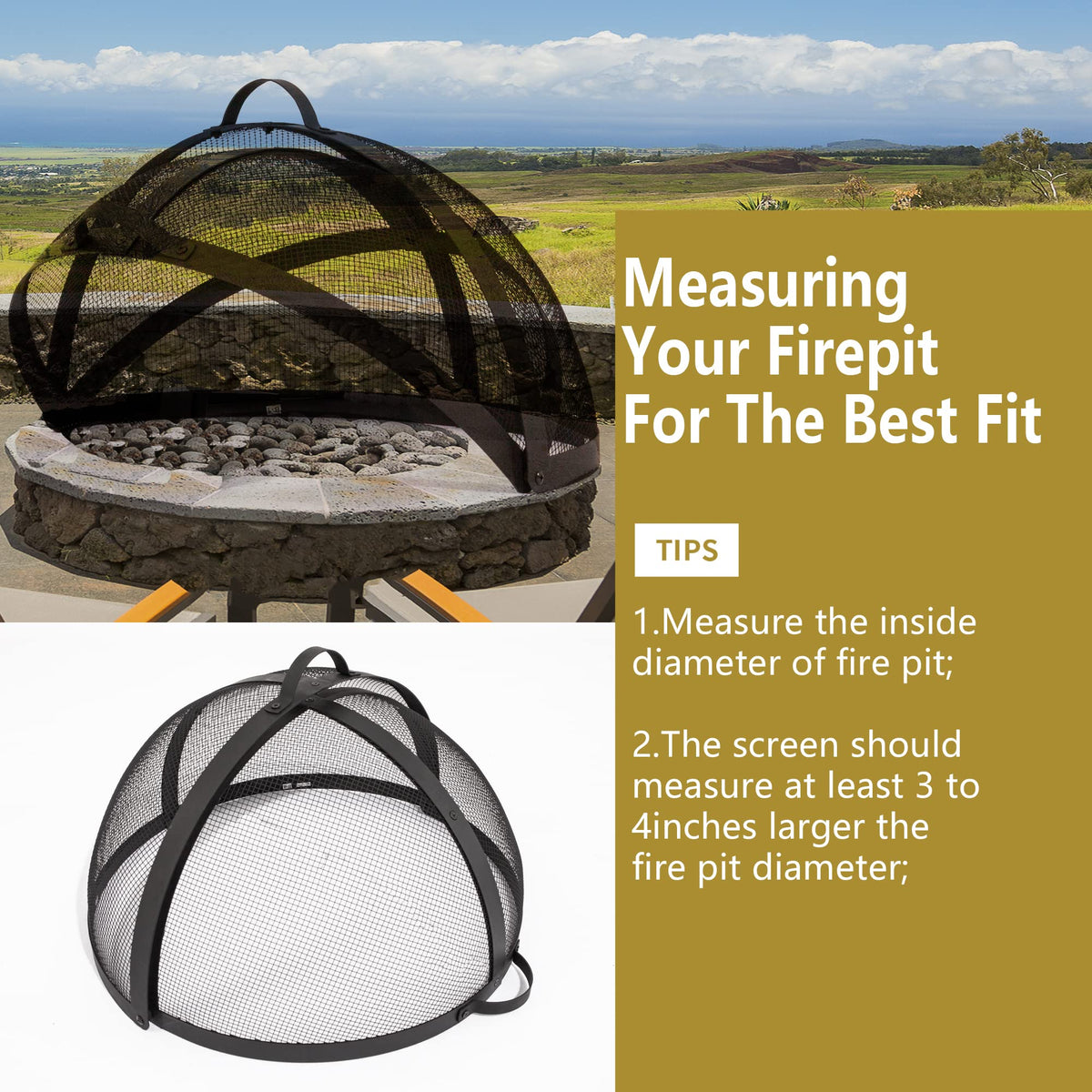 32" Round Fire Pit Spark Screen Cover with Door X61479