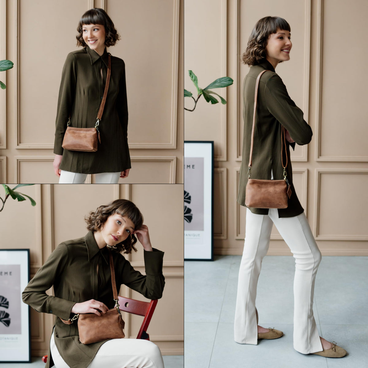 Full Grain Leather Crossbody Purse Z4395