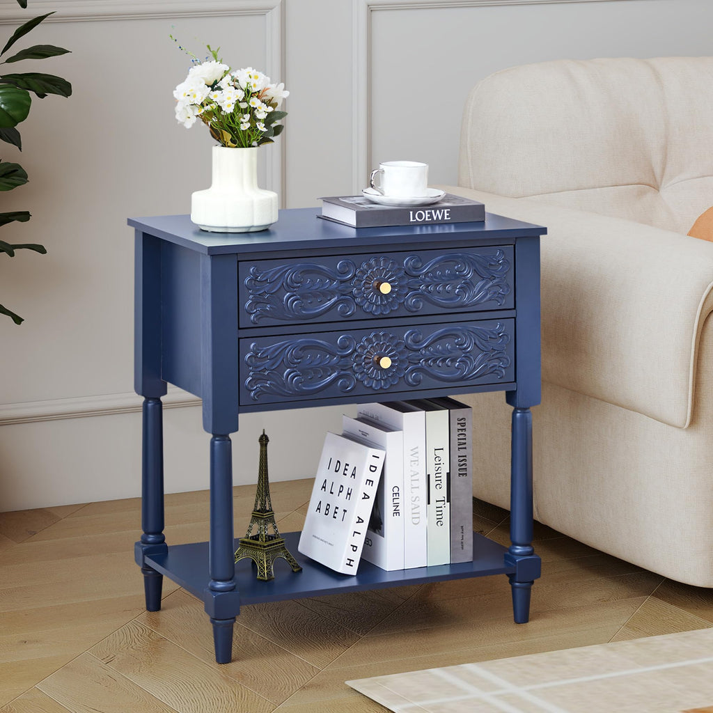 Farmhouse Bedside Table with 2 Drawers D21910
