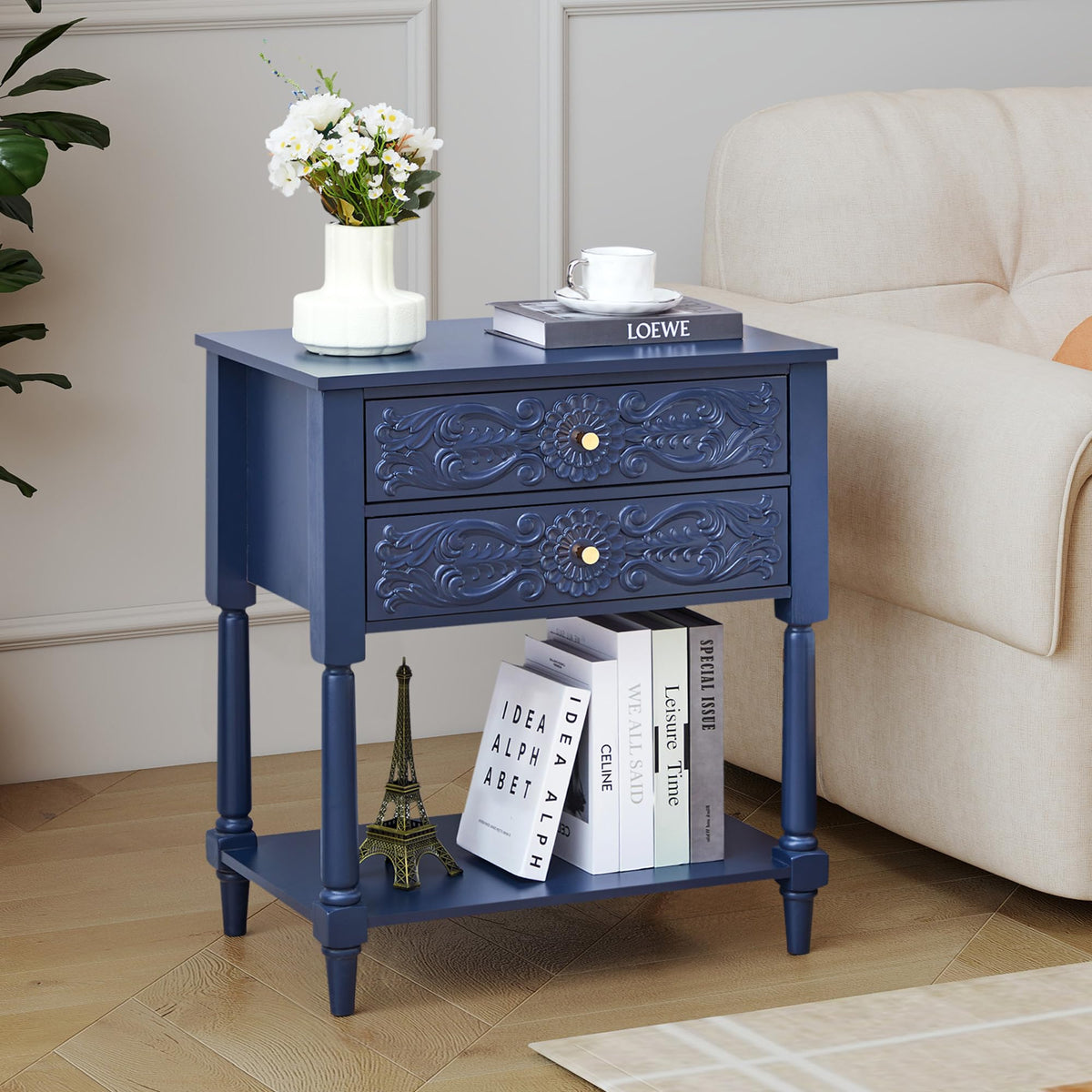 Farmhouse Bedside Table with 2 Drawers D21910