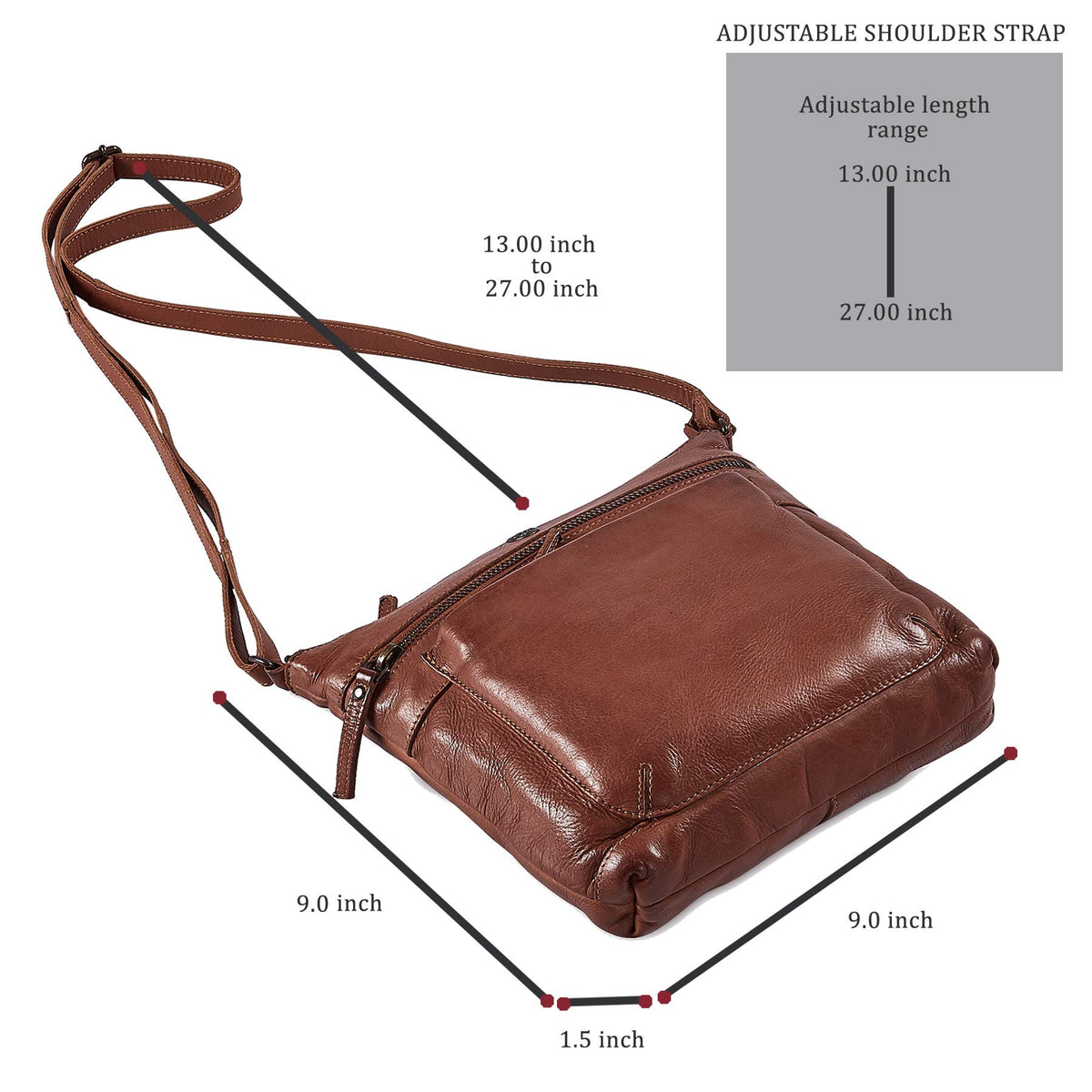 Small Genuine Leather Crossbody Bag with Adjustable Strap O2646