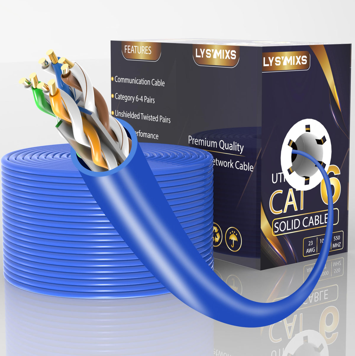 Cat6 Ethernet Cable 1000FT 23AWG Solid CCA Blue P8506