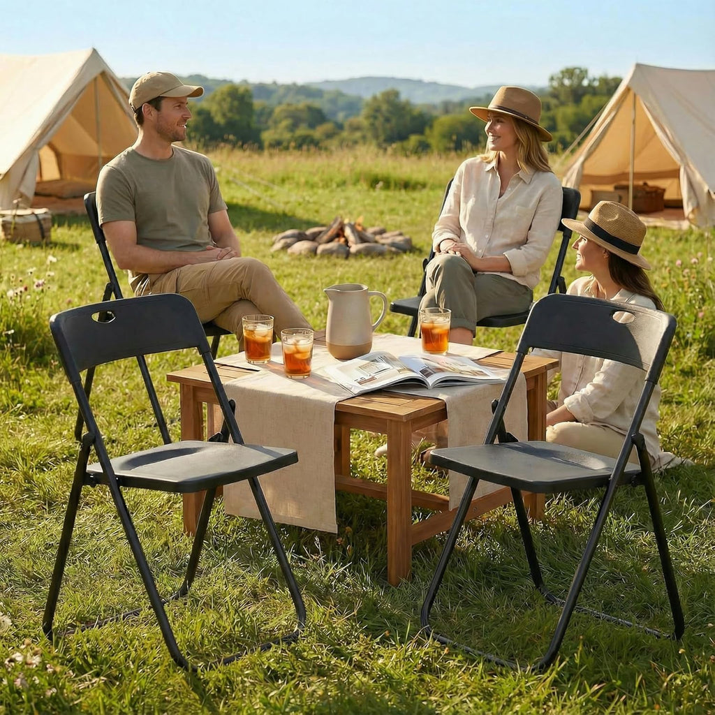 Black Plastic Folding Chairs 10 Pack R522540