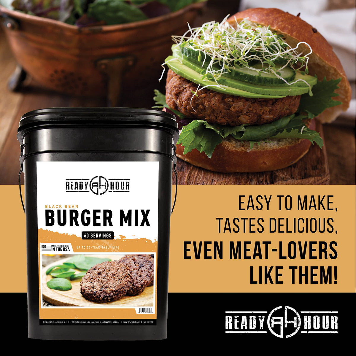 Black Bean Burger Mix 10 Resealable Pouches 60 Servings Y3706