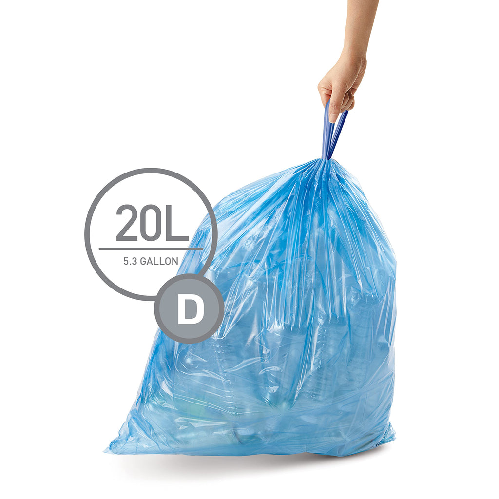 60 Count Drawstring Trash Bags, 20 Liter / 5.3 Gallon Y50903