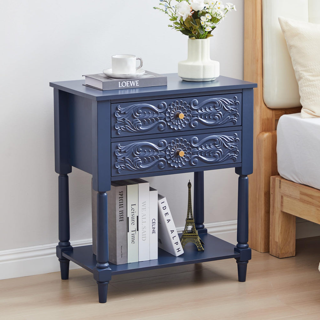 Farmhouse Bedside Table with 2 Drawers D21910