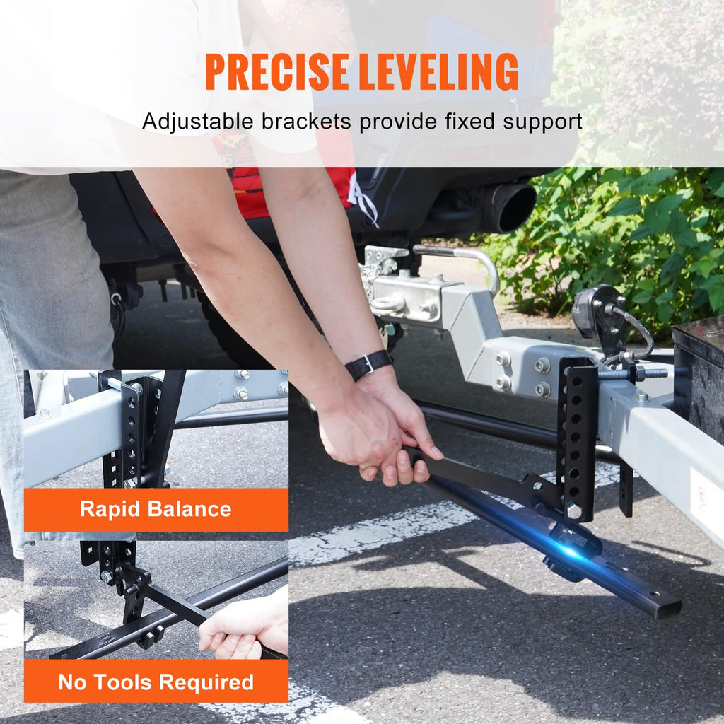 1500 lbs Capacity Weight Distribution Hitch with 2-Inch Steel Shank W3877