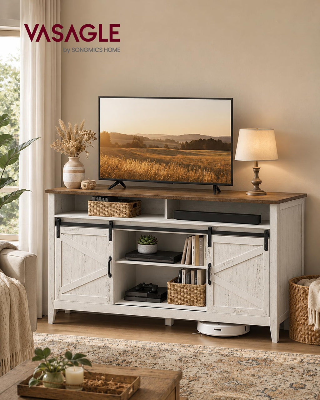 Tall Farmhouse TV Stand with Door I26814